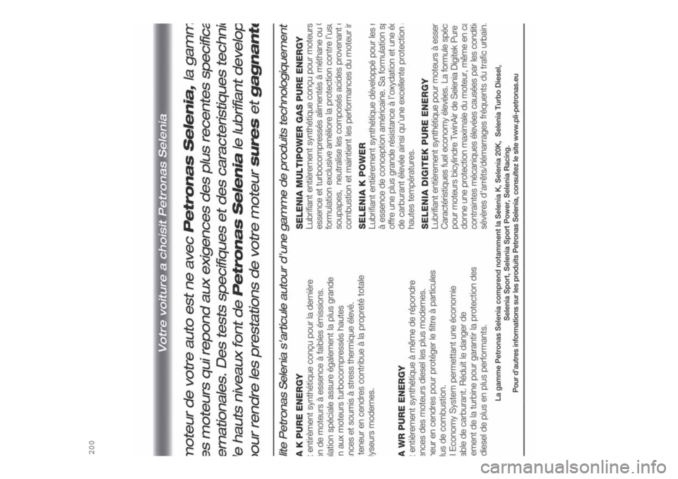 Lancia Ypsilon 2020 Notice dentretien (in French) 200 Lancia Ypsilon 2020 Notice dentretien (in French) 200