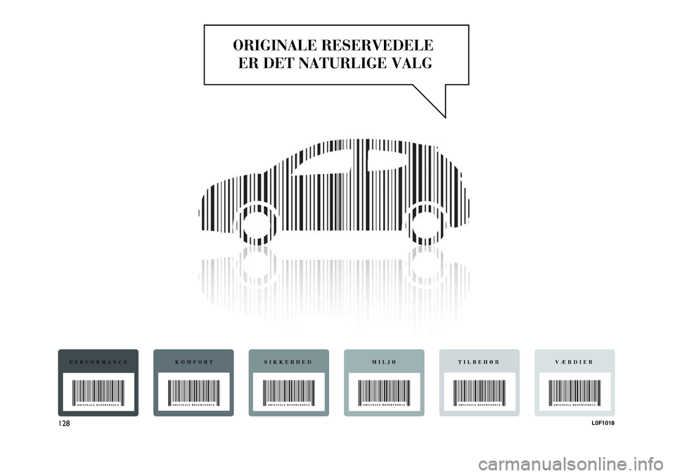 Lancia Ypsilon 2016  Brugs- og vedligeholdelsesvejledning (in Danish) 128L0F1018 