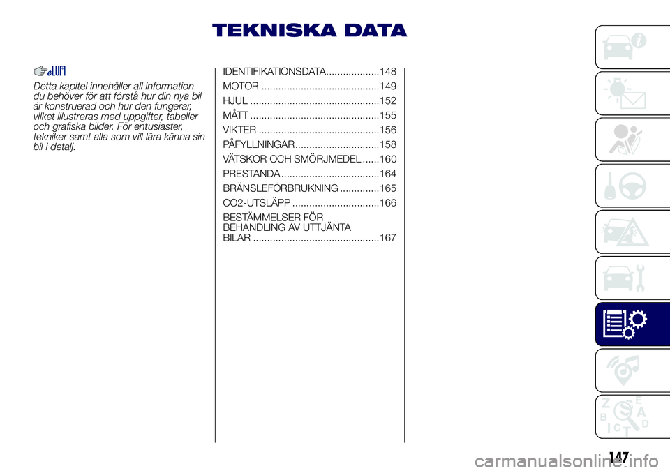 Lancia Ypsilon 2021 Drift- och underhållshandbok (in Swedish) TEKNISKA DATA
Detta kapitel innehåller all information
du behöver för att förstå hur din nya bil
är konstruerad och hur den fungerar,
vilket illustreras med uppgifter, tabeller
och grafiska bild Lancia Ypsilon 2021 Drift- och underhållshandbok (in Swedish) TEKNISKA DATA
Detta kapitel innehåller all information
du behöver för att förstå hur din nya bil
är konstruerad och hur den fungerar,
vilket illustreras med uppgifter, tabeller
och grafiska bild