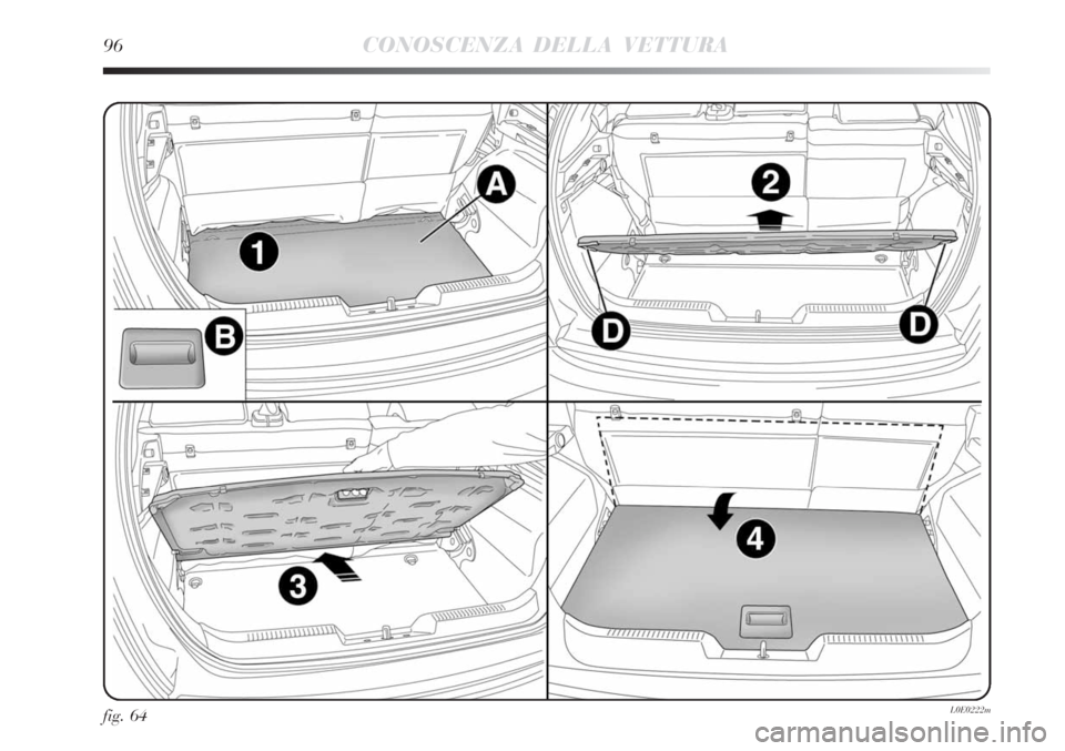 Lancia Delta 2008  Libretto Uso Manutenzione (in Italian) 96CONOSCENZA DELLA VETTURA
fig. 64L0E0222m 