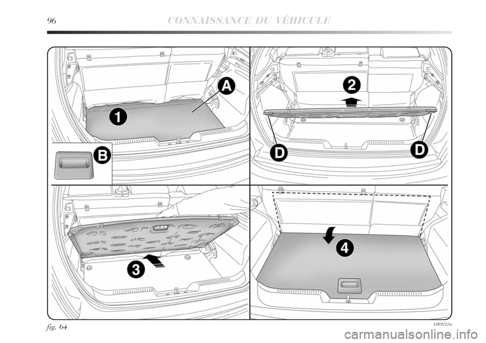 Lancia Delta 2008  Notice dentretien (in French) 96CONNAISSANCE DU VÉHICULE
fig. 64L0E0222m 