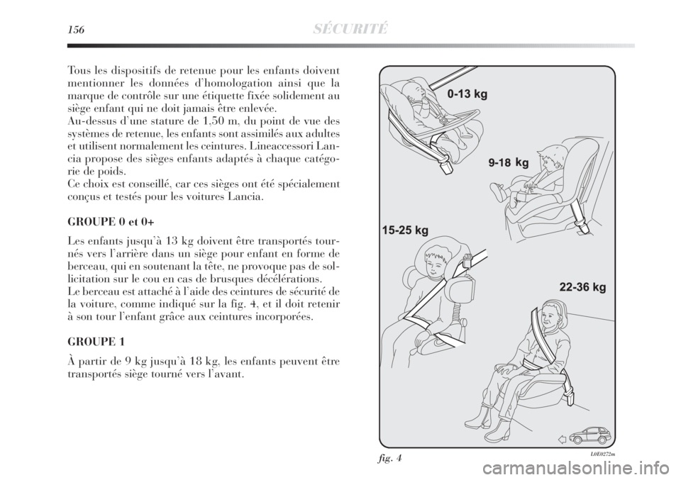 Lancia Delta 2011  Notice dentretien (in French) 156SÉCURITÉ
Tous les dispositifs de retenue pour les enfants doivent
mentionner les données d’homologation ainsi que la
marque de contrôle sur une étiquette fixée solidement au
siège enfant q Lancia Delta 2011  Notice dentretien (in French) 156SÉCURITÉ
Tous les dispositifs de retenue pour les enfants doivent
mentionner les données d’homologation ainsi que la
marque de contrôle sur une étiquette fixée solidement au
siège enfant q