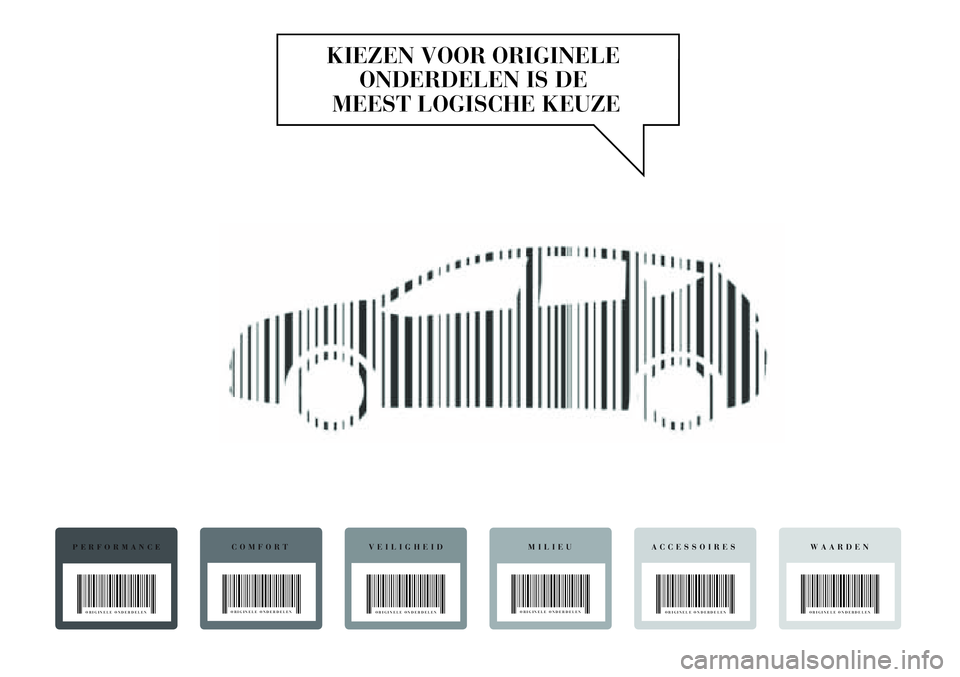 Lancia Delta 2013 Instructieboek (in Dutch) KIEZEN VOOR ORIGINELE
ONDERDELEN IS DE
MEEST LOGISCHE KEUZE
PERFORMANCE
ORIGINELE ONDERDELEN
COMFORTVEILIGHEIDMILIEUWAARDENACCESSOIRES
ORIGINELE ONDERDELEN
ORIGINELE ONDERDELENORIGINELE ONDERDELEN
O Lancia Delta 2013 Instructieboek (in Dutch) KIEZEN VOOR ORIGINELE
ONDERDELEN IS DE
MEEST LOGISCHE KEUZE
PERFORMANCE
ORIGINELE ONDERDELEN
COMFORTVEILIGHEIDMILIEUWAARDENACCESSOIRES
ORIGINELE ONDERDELEN
ORIGINELE ONDERDELENORIGINELE ONDERDELEN
O