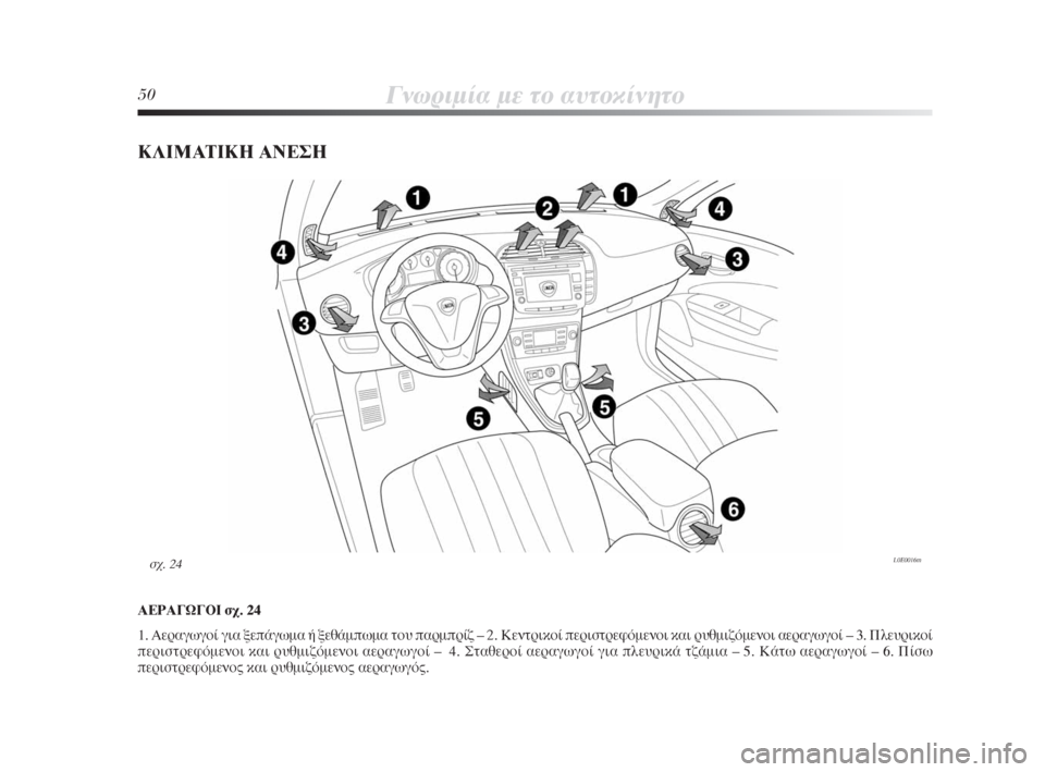 Lancia Delta 2008  ΒΙΒΛΙΟ ΧΡΗΣΗΣ ΚΑΙ ΣΥΝΤΗΡΗΣΗΣ (in Greek) 50°ÓˆÚÈÌ›· ÌÂ ÙÔ ·˘ÙÔÎ›ÓËÙÔ
∫§πª∞Δπ∫∏ ∞¡∂™∏
∞∂ƒ∞°ø°√π Û¯. 24
1. ∞ÂÚ·ÁˆÁÔ› ÁÈ· ÍÂ¿ÁˆÌ· ‹ ÍÂı¿ÌˆÌ· ÙÔ�