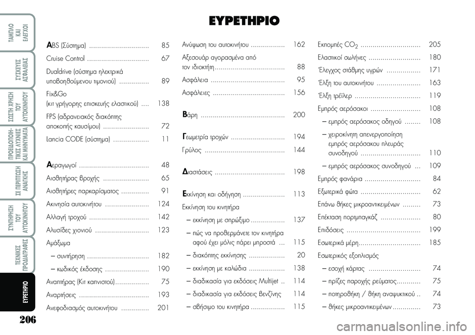 Lancia Musa 2007 ΒΙΒΛΙΟ ΧΡΗΣΗΣ ΚΑΙ ΣΥΝΤΗΡΗΣΗΣ (in Greek) 206
¦POEI¢O¦OIH Lancia Musa 2007 ΒΙΒΛΙΟ ΧΡΗΣΗΣ ΚΑΙ ΣΥΝΤΗΡΗΣΗΣ (in Greek) 206
¦POEI¢O¦OIH