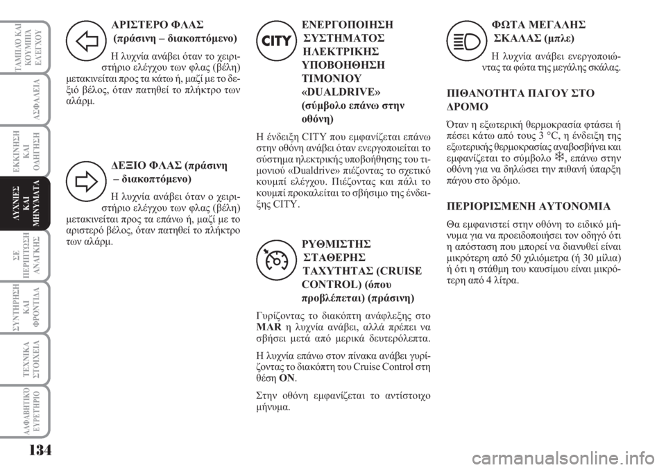 Lancia Musa 2011 ΒΙΒΛΙΟ ΧΡΗΣΗΣ ΚΑΙ ΣΥΝΤΗΡΗΣΗΣ (in Greek) 134
ΑΣΦΑΛΕΙΑ
ΕΚΚΙΝΗΣΗ
ΚΑΙ
ΟΔΗΓΗΣΗ
ΣΕ
ΠΕΡΙΠΤΩΣΗ
ΑΝΑΓΚΗΣ
ΣΥΝΤΗΡΗΣΗ
ΚΑΙ
ΦΡΟΝΤΙΔΑ
ΤΕΧΝΙΚΑ
ΣΤΟΙΧΕΙΑ
ΤΑΜΠΛΌ ΚΑΙ
ΚΟΥ Lancia Musa 2011 ΒΙΒΛΙΟ ΧΡΗΣΗΣ ΚΑΙ ΣΥΝΤΗΡΗΣΗΣ (in Greek) 134
ΑΣΦΑΛΕΙΑ
ΕΚΚΙΝΗΣΗ
ΚΑΙ
ΟΔΗΓΗΣΗ
ΣΕ
ΠΕΡΙΠΤΩΣΗ
ΑΝΑΓΚΗΣ
ΣΥΝΤΗΡΗΣΗ
ΚΑΙ
ΦΡΟΝΤΙΔΑ
ΤΕΧΝΙΚΑ
ΣΤΟΙΧΕΙΑ
ΤΑΜΠΛΌ ΚΑΙ
ΚΟΥ