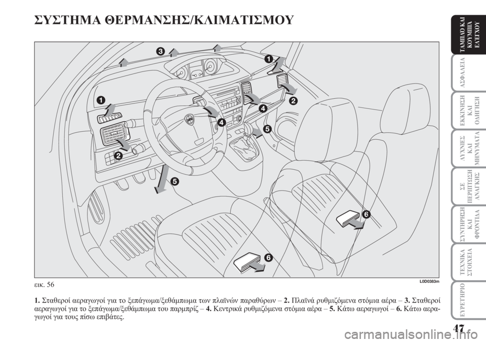 Lancia Musa 2011  ΒΙΒΛΙΟ ΧΡΗΣΗΣ ΚΑΙ ΣΥΝΤΗΡΗΣΗΣ (in Greek) ΑΣΦΑΛΕΙΑ
ΕΚΚΙΝΗΣΗ
ΚΑΙ
ΟΔΗΓΗΣΗ
ΛΥΧΝΙΕΣ
ΚΑΙ
ΜΗΝΥΜΑΤΑ
ΣΕ
ΠΕΡΙΠΤΩΣΗ
ΑΝΑΓΚΗΣ
ΣΥΝΤΗΡΗΣΗ
ΚΑΙ
ΦΡΟΝΤΙΔΑ
ΕΥΡΕΤΉΡΙΟ
ΤΑ