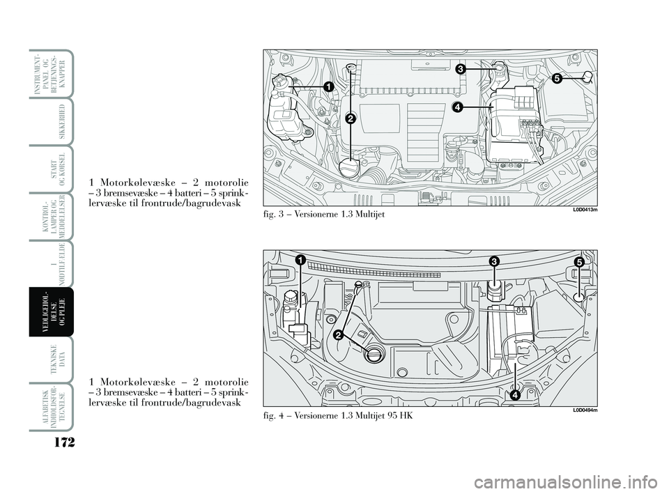 Lancia Musa 2010 Brugs- og vedligeholdelsesvejledning (in Danish) 172
ALFABETISK
INDHOLDSFOR -
TEGNELSE
SIKKERHED
START
OG KØRSEL
I
NØDTILFÆLDE
TEKNISKE
DATA
INSTRUMENT -
PANEL OG
BETJENINGS-
KNAPPER
KONTROL -
LAMPER OG
MEDDELELSER
VEDLIGEHOL -
DEL SE
OG PLEJ Lancia Musa 2010 Brugs- og vedligeholdelsesvejledning (in Danish) 172
ALFABETISK
INDHOLDSFOR -
TEGNELSE
SIKKERHED
START
OG KØRSEL
I
NØDTILFÆLDE
TEKNISKE
DATA
INSTRUMENT -
PANEL OG
BETJENINGS-
KNAPPER
KONTROL -
LAMPER OG
MEDDELELSER
VEDLIGEHOL -
DEL SE
OG PLEJ