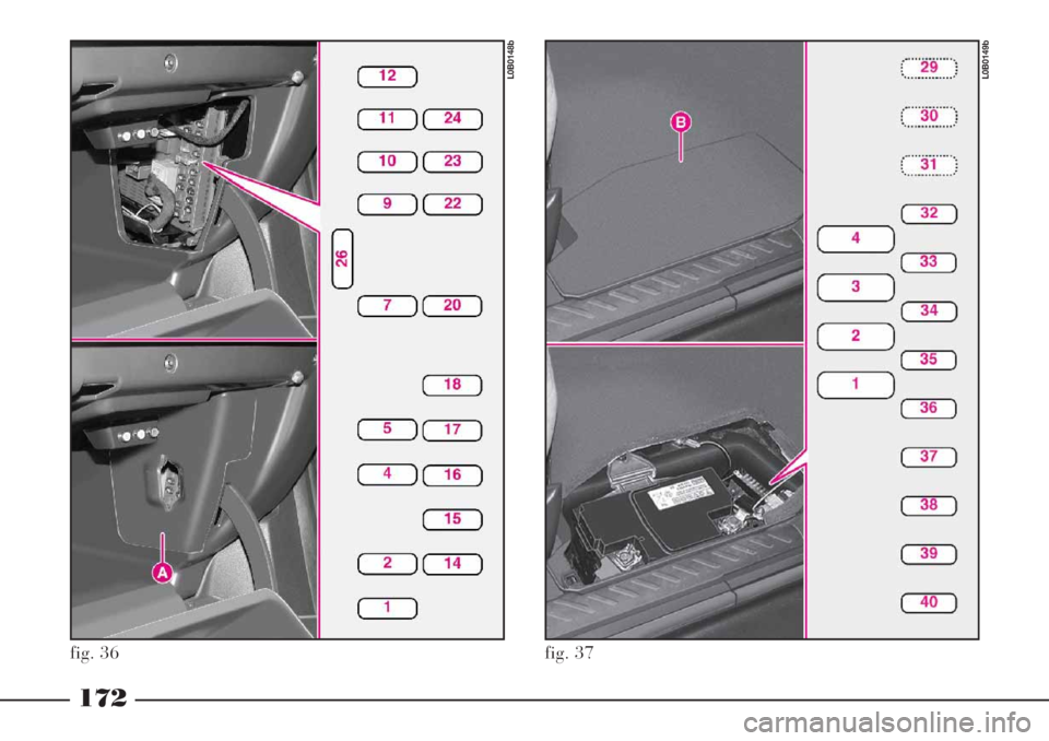 Lancia Phedra 2006 Manual de Empleo y Cuidado (in Spanish) 172
fig. 36
L0B0148b
fig. 37
L0B0149b Lancia Phedra 2006 Manual de Empleo y Cuidado (in Spanish) 172
fig. 36
L0B0148b
fig. 37
L0B0149b