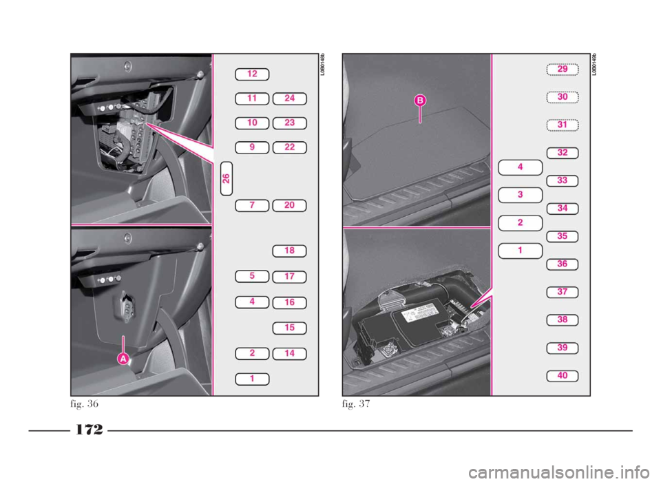 Lancia Phedra 2010 Notice dentretien (in French) 172
fig. 36
L0B0148b
fig. 37
L0B0149b
152-182 FRA Phedra 7.0:152-182 FRA Phedra 12-11-2009 9:52 Pagina 172 Lancia Phedra 2010 Notice dentretien (in French) 172
fig. 36
L0B0148b
fig. 37
L0B0149b
152-182 FRA Phedra 7.0:152-182 FRA Phedra 12-11-2009 9:52 Pagina 172