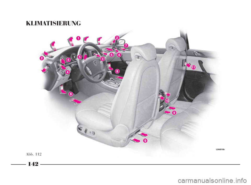 Lancia Thesis 2008 Betriebsanleitung (in German) 142
KLIMATISIERUNG
Abb. 112
L0A6018b
142-193 Thesis TED 11-10-2007 12:14 Pagina 142 Lancia Thesis 2008 Betriebsanleitung (in German) 142
KLIMATISIERUNG
Abb. 112
L0A6018b
142-193 Thesis TED 11-10-2007 12:14 Pagina 142