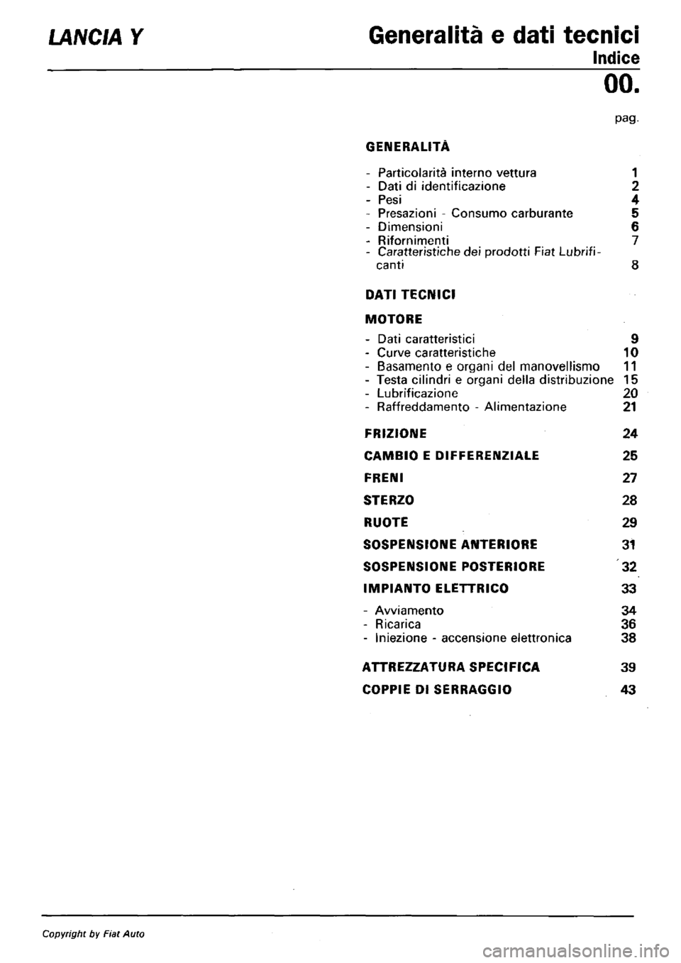 LANCIA Y 1997 Service Repair Manual LANCIA Y 1997 Service Repair Manual