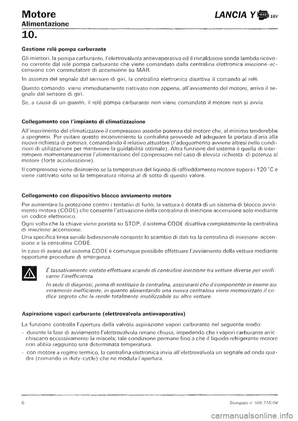 LANCIA Y 1997 Service Repair Manual LANCIA Y 1997 Service Repair Manual