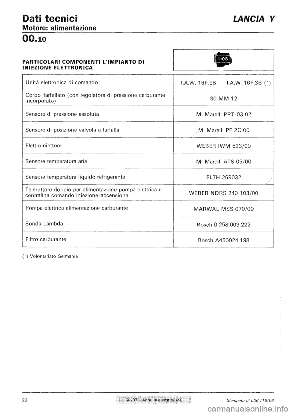 LANCIA Y 1997  Service Owners Manual 