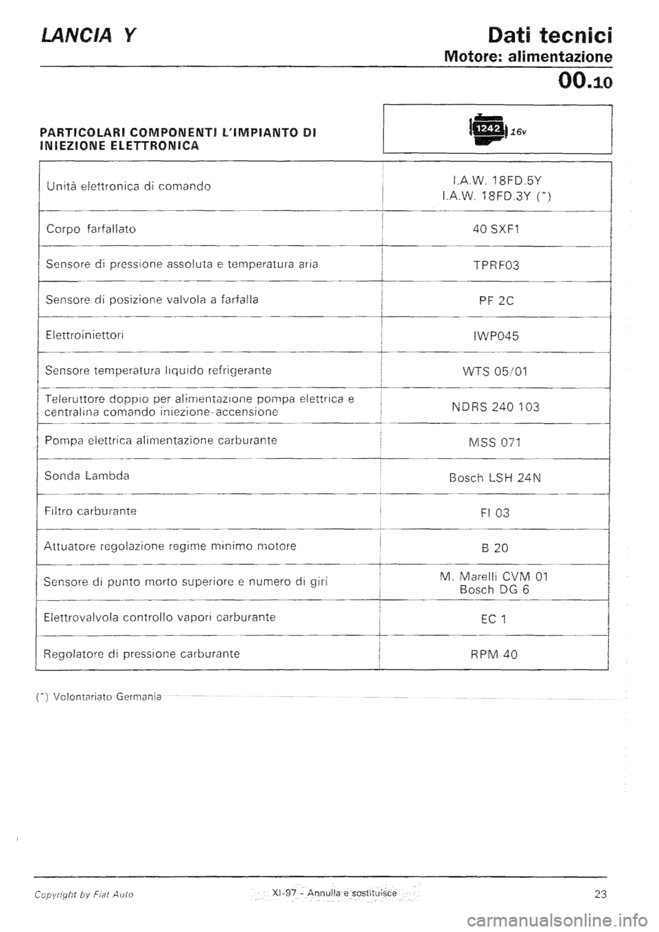 LANCIA Y 1997  Service Owners Manual 
