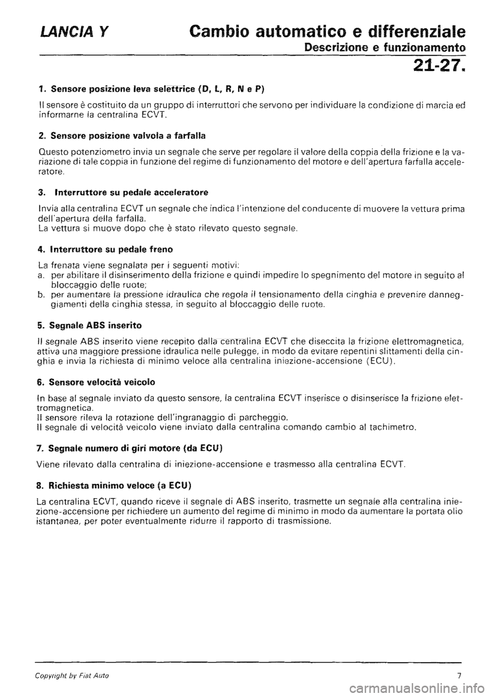 LANCIA Y 1997 Service Repair Manual LANCIA Y 1997 Service Repair Manual