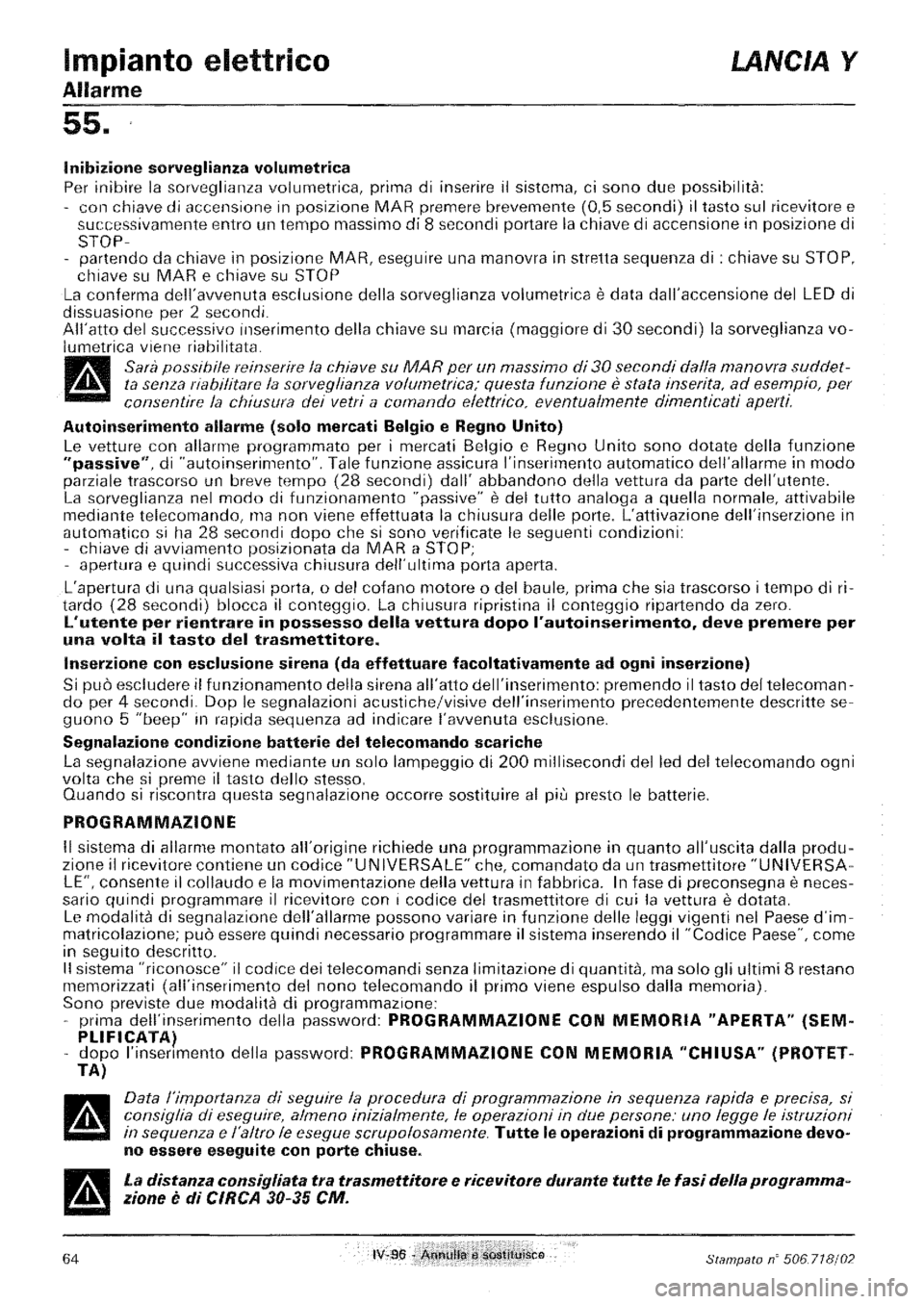 LANCIA Y 1997  Service Repair Manual 