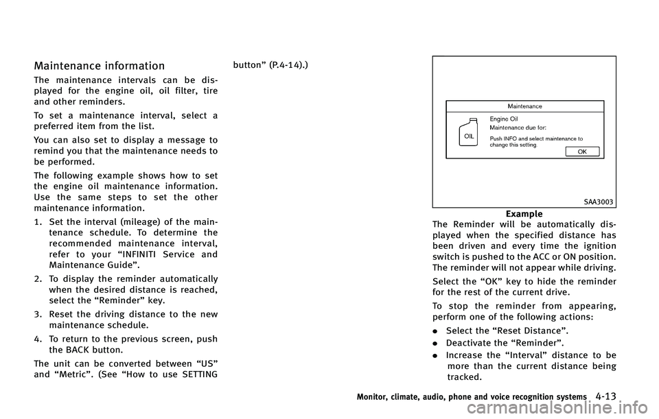 INFINITI QX50 2015  Owners Manual �.�B�J�O�U�F�O�B�O�D�F �J�O�G�P�S�N�B�U�J�P�O
�5�I�F �N�B�J�O�U�F�O�B�O�D�F �J�O�U�F�S�W�B�M�T �D�B�O �C�F �E�J�T�
�Q�M�B�Z�F�E �G�P�S �U�I�F �F�O�H�J�O�F �P�J�M�
 �P�J�M �G�J�M�U�F�S�
 �U�J�S�F
�B�O