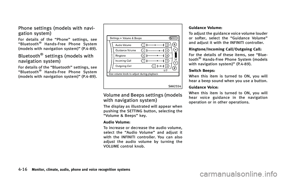 INFINITI QX50 2015  Owners Manual �����.�P�O�J�U�P�S�
 �D�M�J�N�B�U�F�
 �B�V�E�J�P�
 �Q�I�P�O�F �B�O�E �W�P�J�D�F �S�F�D�P�H�O�J�U�J�P�O �T�Z�T�U�F�N�T
�1�I�P�O�F �T�F�U�U�J�O�H�T �	�N�P�E�F�M�T �X�J�U�I �O�B�W�J�
�H�B�U�J�P�O �T