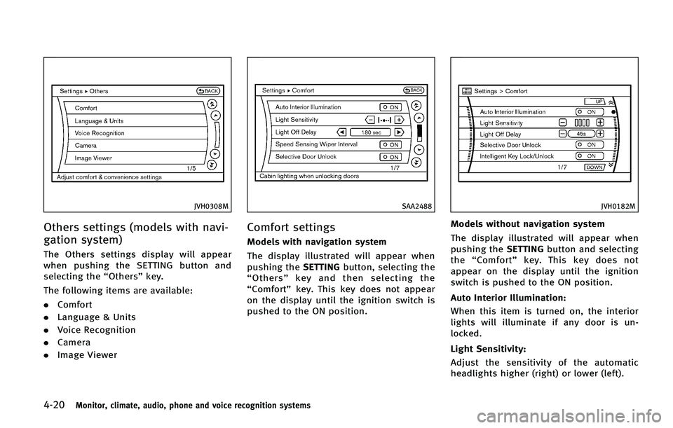 INFINITI QX50 2015  Owners Manual �����.�P�O�J�U�P�S�
 �D�M�J�N�B�U�F�
 �B�V�E�J�P�
 �Q�I�P�O�F �B�O�E �W�P�J�D�F �S�F�D�P�H�O�J�U�J�P�O �T�Z�T�U�F�N�T
�+�7�)�����.
�0�U�I�F�S�T �T�F�U�U�J�O�H�T �	�N�P�E�F�M�T �X�J�U�I �O�B�W�