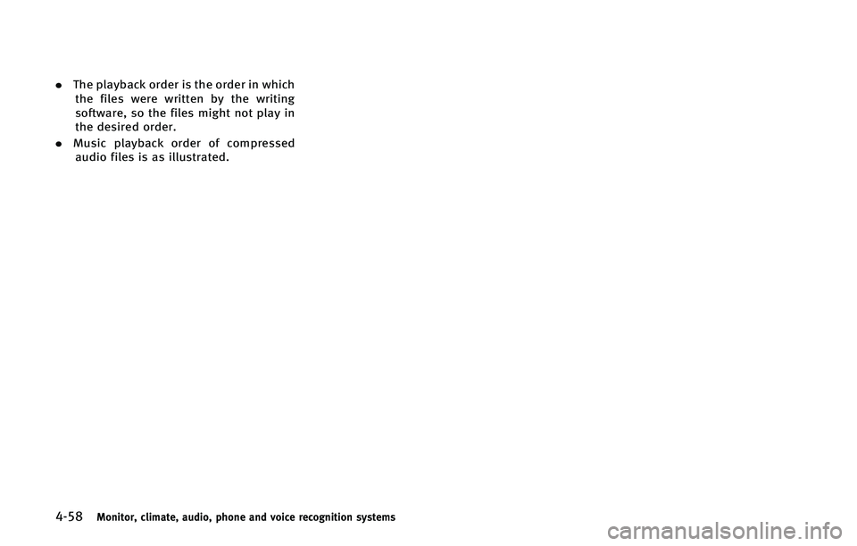 INFINITI QX50 2015  Owners Manual �����.�P�O�J�U�P�S�
 �D�M�J�N�B�U�F�
 �B�V�E�J�P�
 �Q�I�P�O�F �B�O�E �W�P�J�D�F �S�F�D�P�H�O�J�U�J�P�O �T�Z�T�U�F�N�T
.�5�I�F �Q�M�B�Z�C�B�D�L �P�S�E�F�S �J�T �U�I�F �P�S�E�F�S �J�O �X�I�J�D�I
�U�