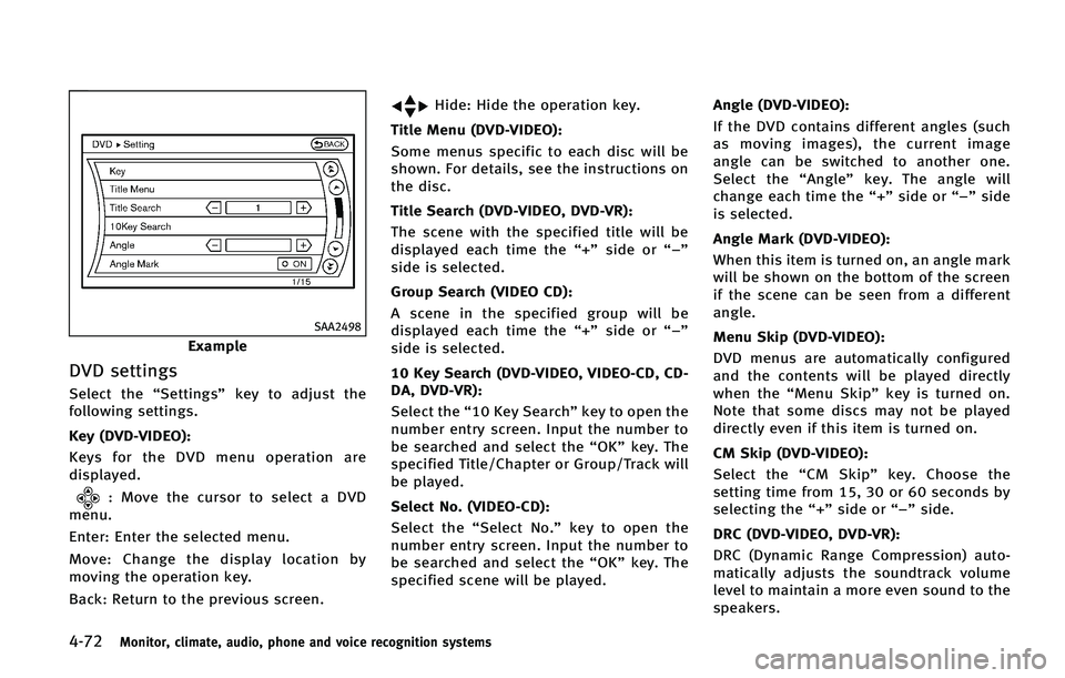 INFINITI QX50 2015  Owners Manual �����.�P�O�J�U�P�S�
 �D�M�J�N�B�U�F�
 �B�V�E�J�P�
 �Q�I�P�O�F �B�O�E �W�P�J�D�F �S�F�D�P�H�O�J�U�J�P�O �T�Z�T�U�F�N�T
�4�"�"����
�&�Y�B�N�Q�M�F
�%�7�% �T�F�U�U�J�O�H�T
�4�F�M�F�D�U �U�I�F �g�4