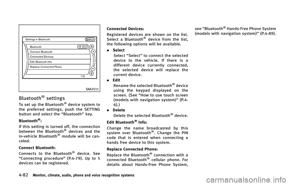 INFINITI QX50 2015  Owners Manual �����.�P�O�J�U�P�S�
 �D�M�J�N�B�U�F�
 �B�V�E�J�P�
 �Q�I�P�O�F �B�O�E �W�P�J�D�F �S�F�D�P�H�O�J�U�J�P�O �T�Z�T�U�F�N�T
�4�"�"����
�#�M�V�F�U�P�P�U�I�Ë�T�F�U�U�J�O�H�T
�5�P �T�F�U �V�Q �U�I�F �