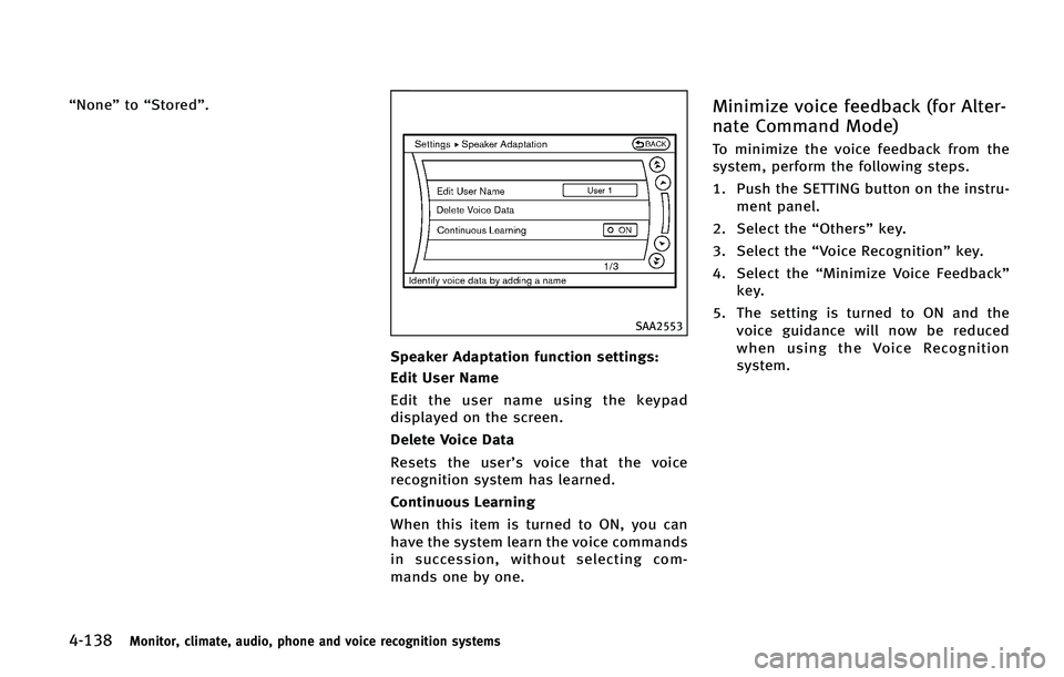 INFINITI QX50 2015  Owners Manual ������.�P�O�J�U�P�S�
 �D�M�J�N�B�U�F�
 �B�V�E�J�P�
 �Q�I�P�O�F �B�O�E �W�P�J�D�F �S�F�D�P�H�O�J�U�J�P�O �T�Z�T�U�F�N�T
�g�/�P�O�F�u �U�P �g�4�U�P�S�F�E�u�
�4�"�"����
�4�Q�F�B�L�F�S �"�E�B�Q�