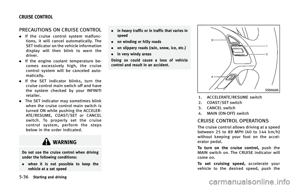 INFINITI QX50 2015  Owners Manual �����4�U�B�S�U�J�O�H �B�O�E �E�S�J�W�J�O�H
�1�3�&�$�"�6�5�*�0�/�4 �0�/ �$�3�6�*�4�& �$�0�/�5�3�0�-
.�*�G �U�I�F �D�S�V�J�T�F �D�P�O�U�S�P�M �T�Z�T�U�F�N �N�B�M�G�V�O�D�
�U�J�P�O�T�
 �J�U �X�J�M�M