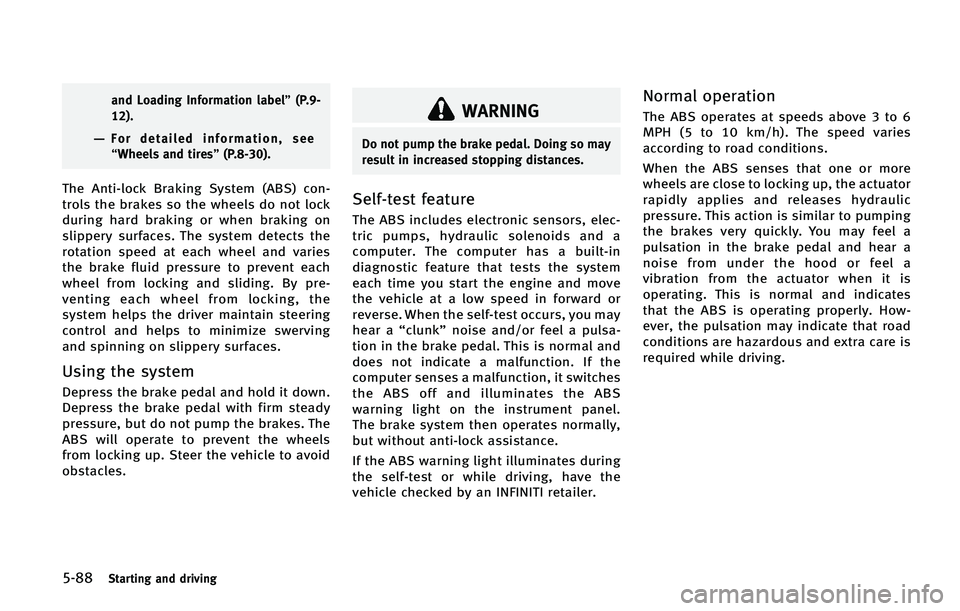 INFINITI QX50 2015  Owners Manual �����4�U�B�S�U�J�O�H �B�O�E �E�S�J�W�J�O�H
�B�O�E �-�P�B�E�J�O�H �*�O�G�P�S�N�B�U�J�P�O �M�B�C�F�M�u�	�1���
���
�
�‡��P�S �E�F�U�B�J�M�F�E �J�O�G�P�S�N�B�U�J�P�O�
 �T�F�F �g�8�I�F�F�M�T �