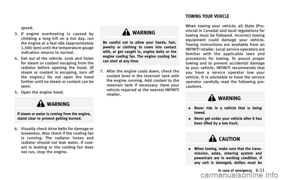 INFINITI QX50 2015  Owners Manual �T�Q�F�F�E�
�� �*�G �F�O�H�J�O�F �P�W�F�S�I�F�B�U�J�O�H �J�T �D�B�V�T�F�E �C�Z �D�M�J�N�C�J�O�H �B �M�P�O�H �I�J�M�M �P�O �B �I�P�U �E�B�Z�
 �S�V�O
�U�I�F �F�O�H�J�O�F �B�U �B �G�B�T�U �J�E�M�F �	�