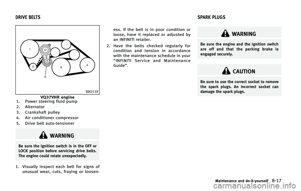 INFINITI QX50 2015  Owners Manual �4�%�*����
�7�2���7�)�3 �F�O�H�J�O�F
�� �1�P�X�F�S �T�U�F�F�S�J�O�H �G�M�V�J�E �Q�V�N�Q
�� �"�M�U�F�S�O�B�U�P�S
�� �$�S�B�O�L�T�I�B�G�U �Q�V�M�M�F�Z
�� �"�J�S �D�P�O�E�J�U�J�P�O�F�S �D�P