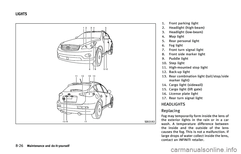 INFINITI QX50 2015  Owners Manual �����.�B�J�O�U�F�O�B�O�D�F �B�O�E �E�P��J�U��Z�P�V�S�T�F�M�G
�4�%�*����
�� ��S�P�O�U �Q�B�S�L�J�O�H �M�J�H�I�U
�� �)�F�B�E�M�J�H�I�U �	�I�J�H�I��C�F�B�N�

�� �)�F�B�E�M�J�H�I�U �	�M�