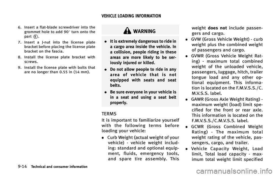 INFINITI QX50 2015  Owners Manual �����5�F�D�I�O�J�D�B�M �B�O�E �D�P�O�T�V�N�F�S �J�O�G�P�S�N�B�U�J�P�O
�� �*�O�T�F�S�U �B �G�M�B�U��C�M�B�E�F �T�D�S�F�X�E�S�J�W�F�S �J�O�U�P �U�I�F�H�S�P�N�N�F�U �I�P�M�F �U�P �B�E�E ��8 �U�V