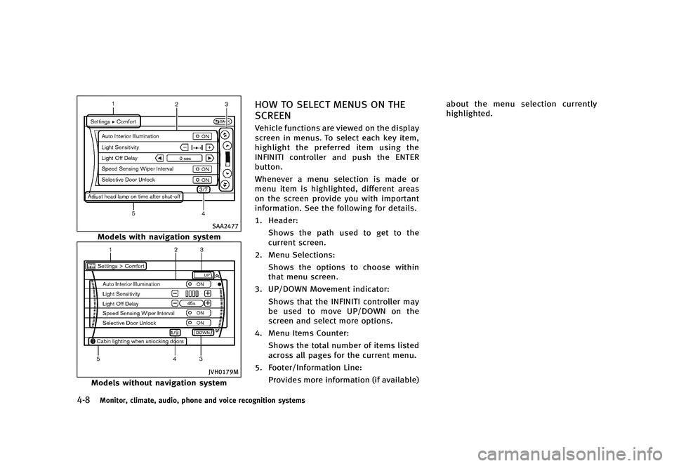INFINITI QX50 2016  Owners Manual �������
�> �(�G�L�W� ����� �� �� �0�R�G�H�O� �-���� �@
����.�P�O�J�U�P�S�
 �D�M�J�N�B�U�F�
 �B�V�E�J�P�
 �Q�I�P�O�F �B�O�E �W�P�J�D�F �S�F�D�P�H�O�J�U�J�P�O �T�Z�T�U�F�N�T
�4�