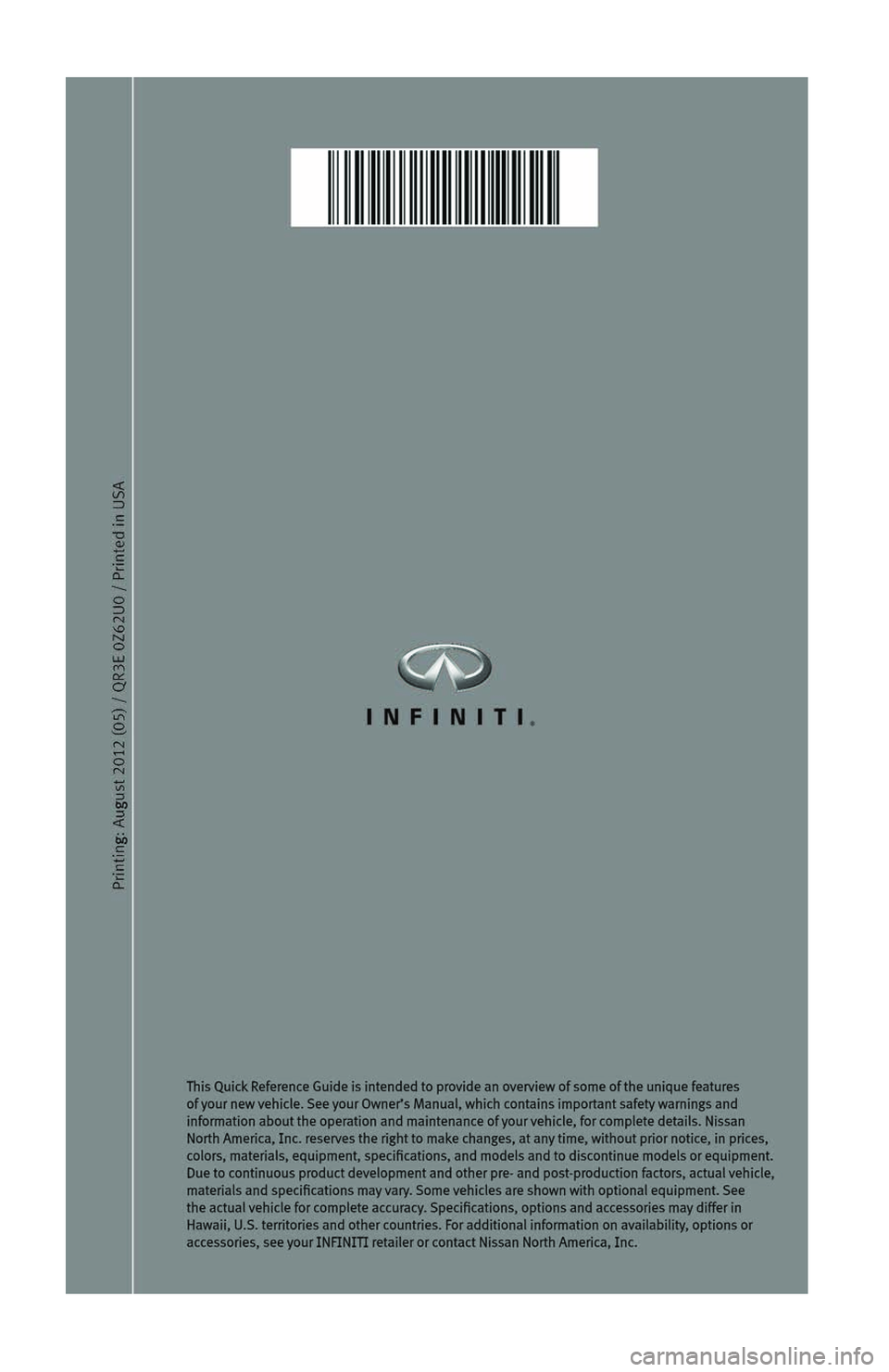 INFINITI QX56 2013  Quick Reference Guide 