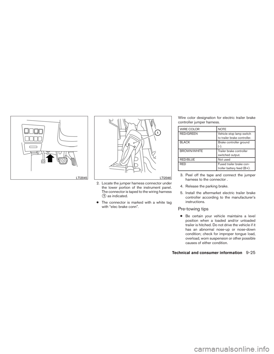 INFINITI QX60 HYBRID 2014 User Guide 2. Locate the jumper harness connector under
the lower portion of the instrument panel.
The connector is taped to the wiring harness
1as indicated.
●The connector is marked with a white tag
with �