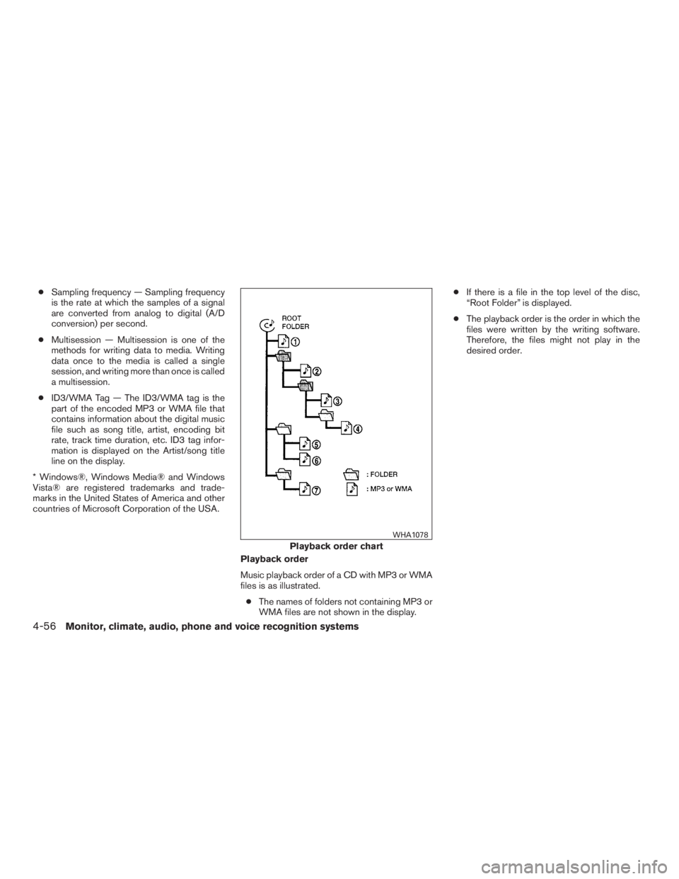 INFINITI QX60 HYBRID 2015 Owners Manual ●Sampling frequency — Sampling frequency
is the rate at which the samples of a signal
are converted from analog to digital (A/D
conversion) per second.
● Multisession — Multisession is one of 