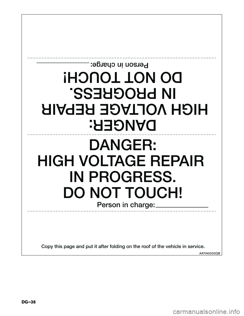 INFINITI QX60 HYBRID 2016  Dismantling Guide AAYIA0020GB
DG–38  
