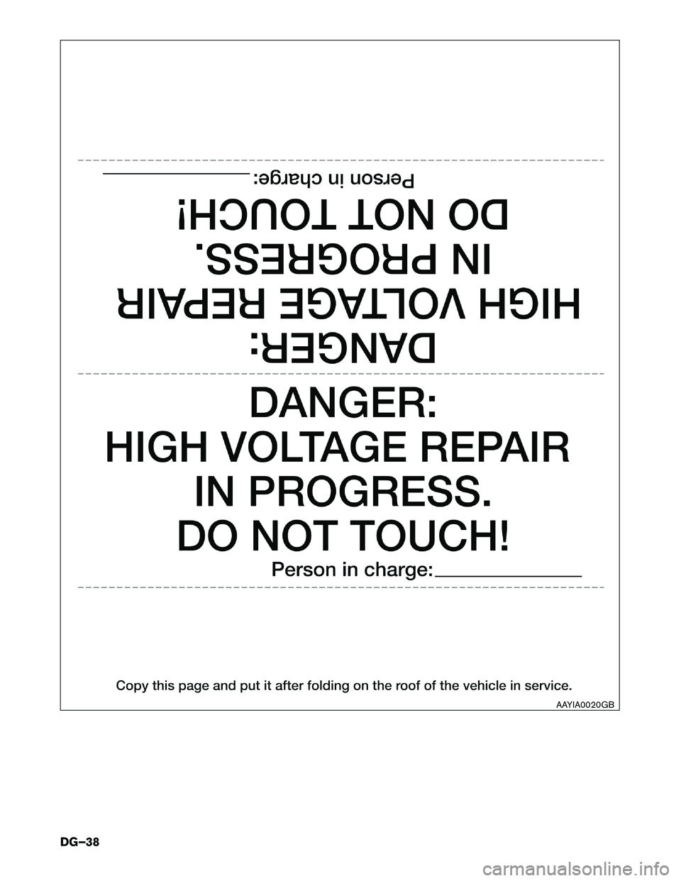 INFINITI QX60 HYBRID 2017 Dismantling Guide AAYIA0020GB
DG–38 INFINITI QX60 HYBRID 2017 Dismantling Guide AAYIA0020GB
DG–38
