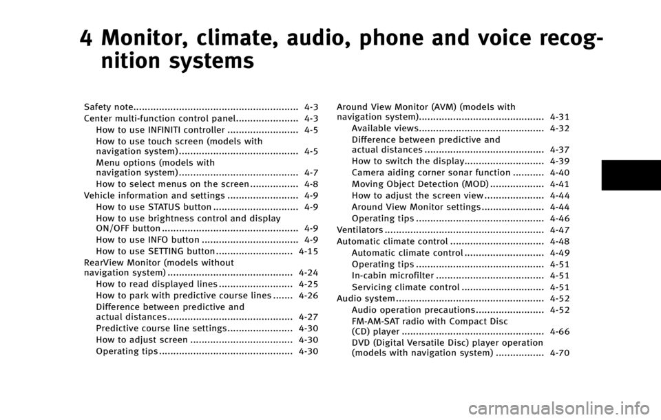 INFINITI QX70 2015  Owners Manual � �.�P�O�J�U�P�S�
 �D�M�J�N�B�U�F�
 �B�V�E�J�P�
 �Q�I�P�O�F �B�O�E �W�P�J�D�F �S�F�D�P�H�
�O�J�U�J�P�O �T�Z�T�U�F�N�T
�4�B�G�F�U�Z �O�P�U�F<000f000f000f000f000f000f000f000f000f000f000f000f000f000f00