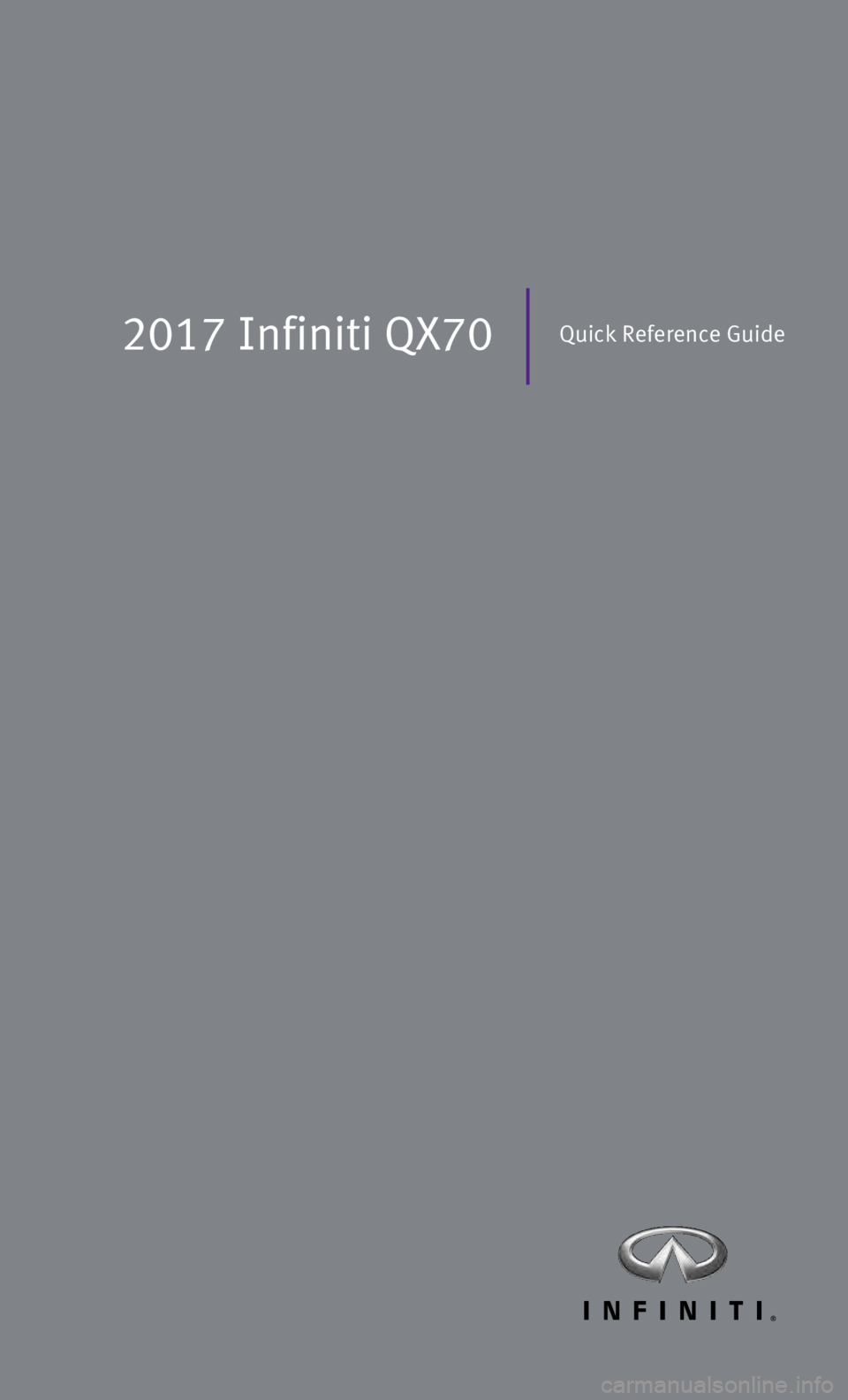 INFINITI QX70 2017  Quick Reference Guide 2017 Infiniti QX70Quick Reference Guide 