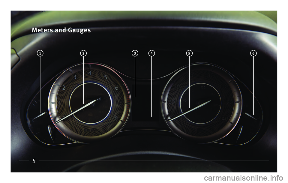 INFINITI QX80 2017 Quick Reference Guide Meters and Gauges
5 6 3 1 2 4
5 INFINITI QX80 2017 Quick Reference Guide Meters and Gauges
5 6 3 1 2 4
5