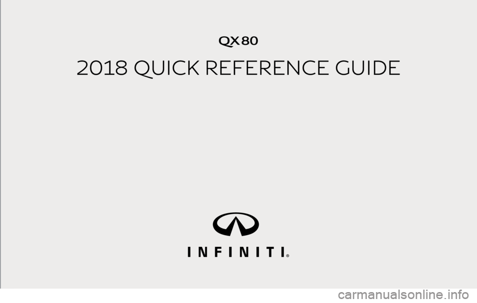 INFINITI QX80 2018  Quick Reference Guide QX80
2018 QUICK REFERENCE GUIDE
3059068_18a_QX80_US_pQRG_101717.indd   210/17/17   1:14 PM 