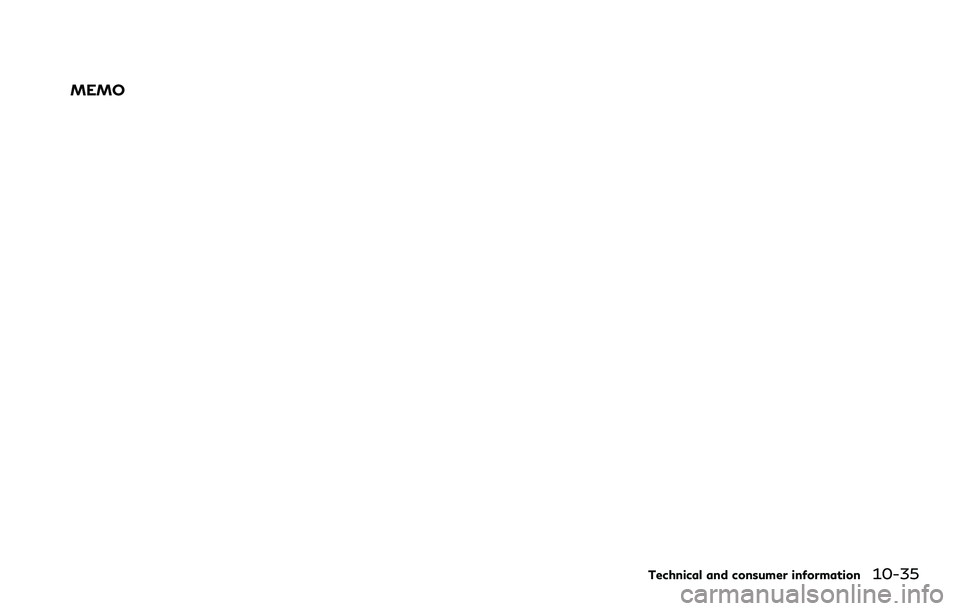 INFINITI QX80 2020 Owners Manual MEMO
Technical and consumer information10-35 INFINITI QX80 2020 Owners Manual MEMO
Technical and consumer information10-35