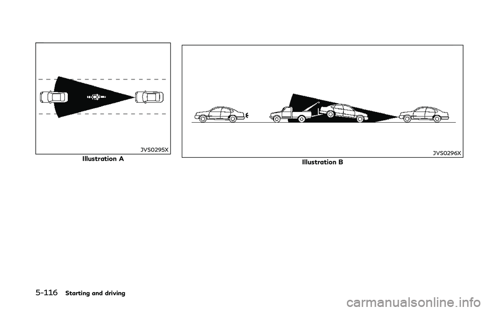 INFINITI Q50 2018 Owners Manual 5-116Starting and driving
JVS0295X
Illustration AJVS0296X
Illustration B INFINITI Q50 2018 Owners Manual 5-116Starting and driving
JVS0295X
Illustration AJVS0296X
Illustration B