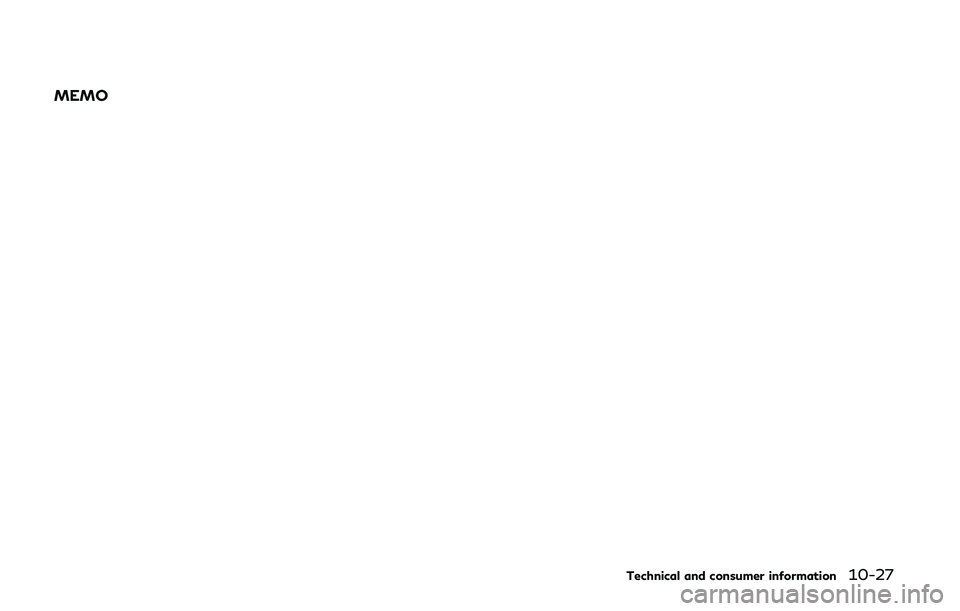 INFINITI Q50 2019  Owners Manual MEMO
Technical and consumer information10-27 