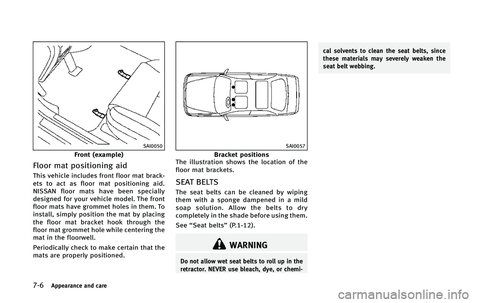 INFINITI Q60 2015  Owners Manual ����"�Q�Q�F�B�S�B�O�D�F �B�O�E �D�B�S�F
�4�"�*����
��S�P�O�U �	�F�Y�B�N�Q�M�F�

��M�P�P�S �N�B�U �Q�P�T�J�U�J�P�O�J�O�H �B�J�E
�5�I�J�T �W�F�I�J�D�M�F �J�O�D�M�V�E�F�T �G�S�P�O�U �G�M�P�P�S �