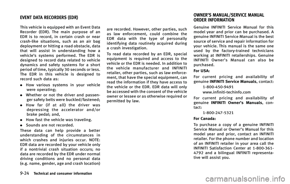 INFINITI Q60 2015  Owners Manual �����5�F�D�I�O�J�D�B�M �B�O�E �D�P�O�T�V�N�F�S �J�O�G�P�S�N�B�U�J�P�O
�5�I�J�T �W�F�I�J�D�M�F �J�T �F�R�V�J�Q�Q�F�E �X�J�U�I �B�O �&�W�F�O�U �%�B�U�B
�3�F�D�P�S�E�F�S �	�&�%�3�
� �5�I�F �N�B�J�O 