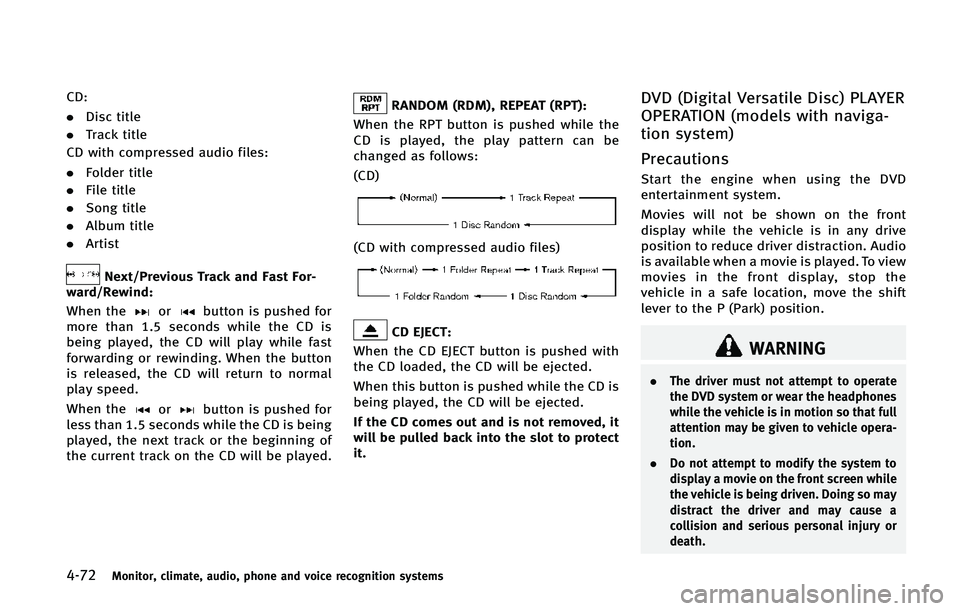 INFINITI Q70 2015  Owners Manual �����.�P�O�J�U�P�S�
 �D�M�J�N�B�U�F�
 �B�V�E�J�P�
 �Q�I�P�O�F �B�O�E �W�P�J�D�F �S�F�D�P�H�O�J�U�J�P�O �T�Z�T�U�F�N�T
�$�%�
.�%�J�T�D �U�J�U�M�F
. �5�S�B�D�L �U�J�U�M�F
�$�% �X�J�U�I �D�P�N�Q�S�F